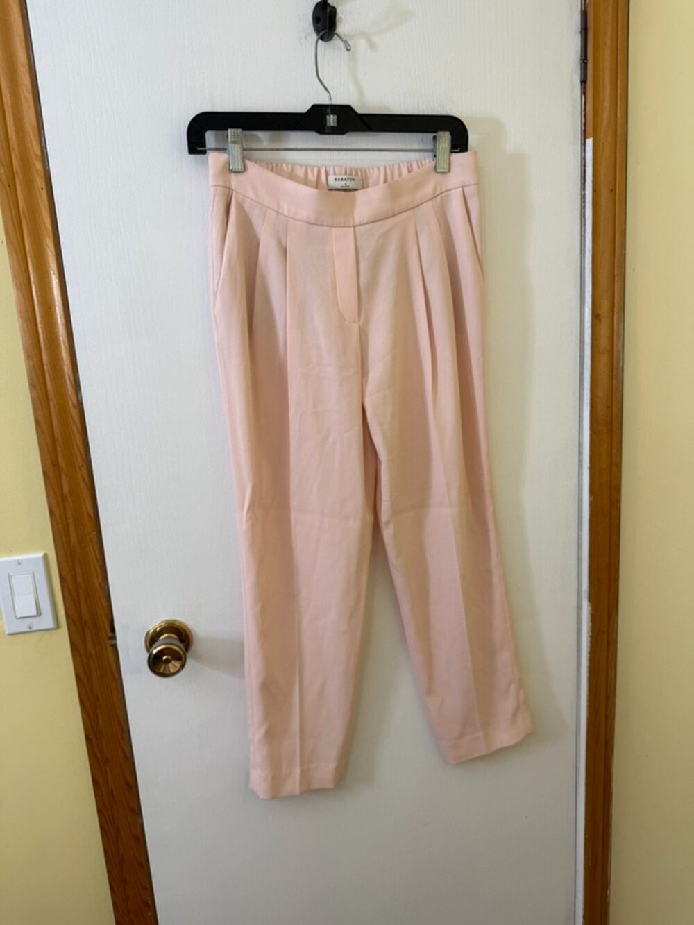 Aritzia Babaton Atelier Blush Pink Pleated Trousers Size 4 - Picture 2 of 10